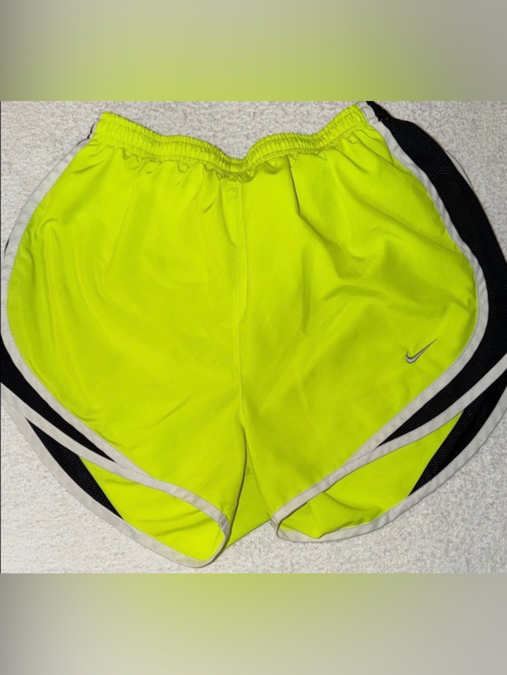 Nike Tempo Dri-Fit Running Shorts Brief Lined 716453-732 Neon Volt Swoosh
